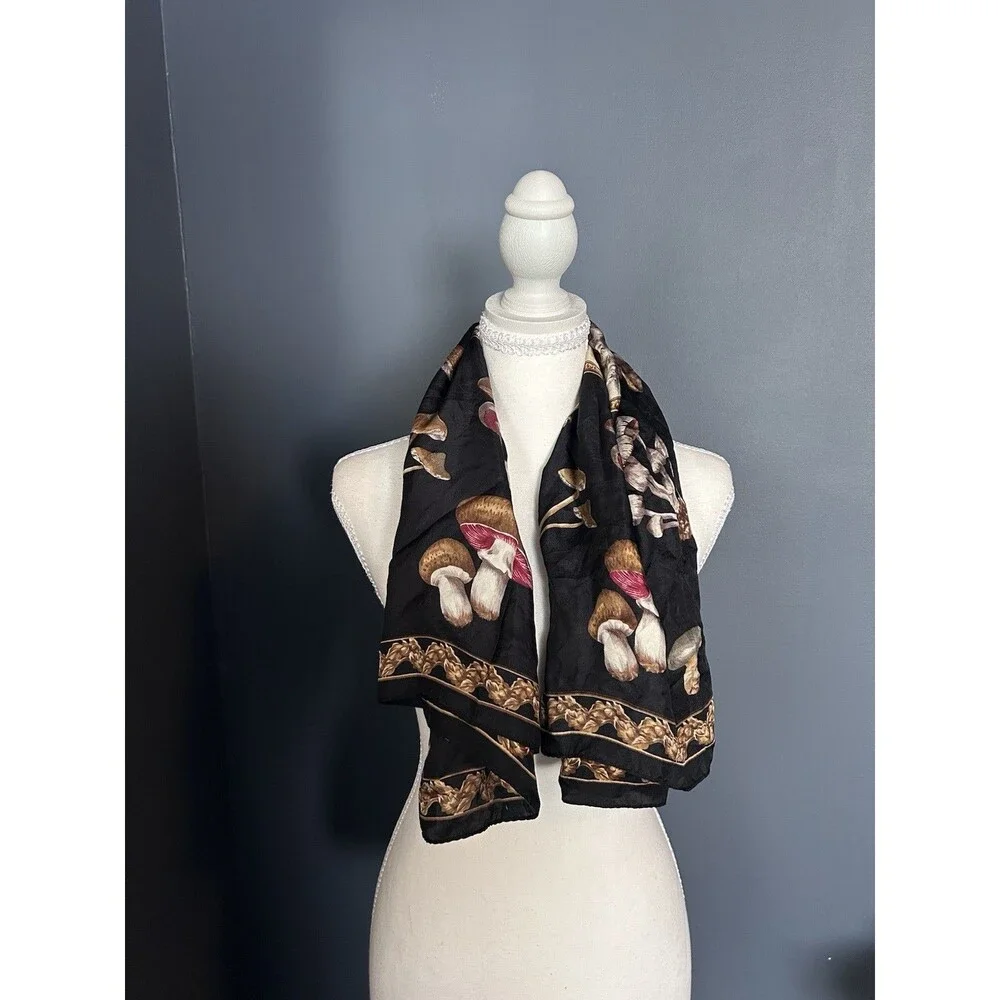 Vintage Echo New York Forager Mushroom Scarf Rare 1980s Fall Winter Autumn OS